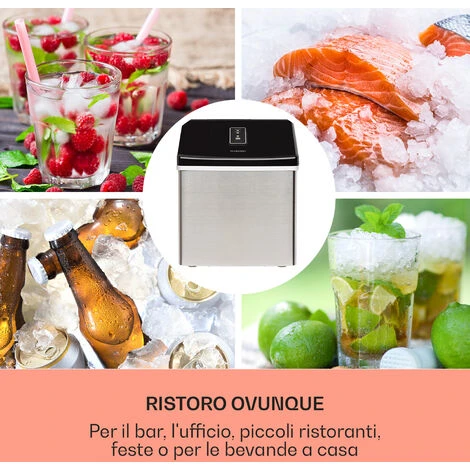 Klarstein Clearcube Macchina Per Cubetti Di Ghiaccio - Ghiaccio Trasparente 13kg/24h Acciaio Inox Nero 5 Klarstein Clearcube Macchina Per Cubetti Di Ghiaccio - Ghiaccio Trasparente 13kg/24h Acciaio Inox Nero - immagine 3