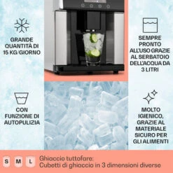 Klarstein Eiszeit Macchina Del Ghiaccio Acciaio Inox 3 Dimensioni Argento -Piccoli Elettrodomestici 14166981 2