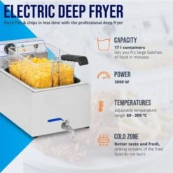 Friggitrice Elettrica Con Capacità 17 Litri 3000 Watt Acciaio Inox 60-200 °C -Piccoli Elettrodomestici 14896923 2
