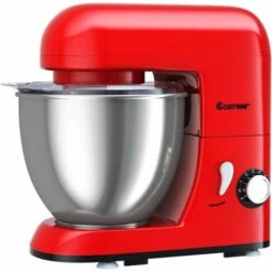 Robot Da Cucina 4 L 1300 W, 6 Velocita E Testina Inclinabile, Planetaria Elettrica Con Ciotola In Acciaio Inox, Gancio Miscelazione, Frusta E Frullino, Paraspruzzi (Rosso) -Piccoli Elettrodomestici 24107116 5