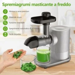 Estrattore Di Succo Frutta Verdure, Estrattore Lento, Estrattore Di Succo Senza Lame, Spremiagrumi Di Succo Fresco A Basso Rumore, Spremitura Lenta, 220-240V, 150W, Argento -Piccoli Elettrodomestici 37329482 3