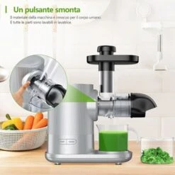 Estrattore Di Succo Frutta Verdure, Estrattore Lento, Estrattore Di Succo Senza Lame, Spremiagrumi Di Succo Fresco A Basso Rumore, Spremitura Lenta, 220-240V, 150W, Argento -Piccoli Elettrodomestici 37329482 4