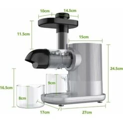 Estrattore Di Succo Frutta Verdure, Estrattore Lento, Estrattore Di Succo Senza Lame, Spremiagrumi Di Succo Fresco A Basso Rumore, Spremitura Lenta, 220-240V, 150W, Argento -Piccoli Elettrodomestici 37329482 5