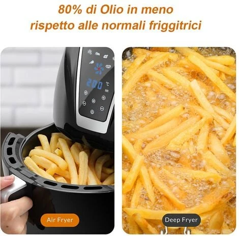 Friggitrice Aria Calda Digitale Senza Olio Airfryer 3,2 Lt Frigge Cuoce 1300W 4 Friggitrice Aria Calda Digitale Senza Olio Airfryer 3,2 Lt Frigge Cuoce 1300W - immagine 2
