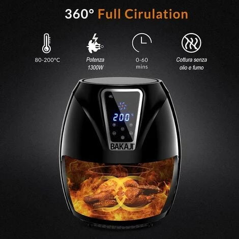 Friggitrice Aria Calda Digitale Senza Olio Airfryer 3,2 Lt Frigge Cuoce 1300W 5 Friggitrice Aria Calda Digitale Senza Olio Airfryer 3,2 Lt Frigge Cuoce 1300W - immagine 3