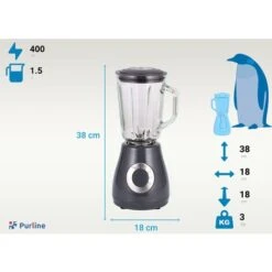Frullatore A Bicchiere 400 W Con Caraffa In Vetro E 5 Velocità Lame In Acciaio Inox PURLINE HOMEAPP BV 11 Frullatore A Bicchiere 400 W Con Caraffa In Vetro E 5 Velocità Lame In Acciaio Inox PURLINE HOMEAPP BV -Piccoli Elettrodomestici 42192575 5