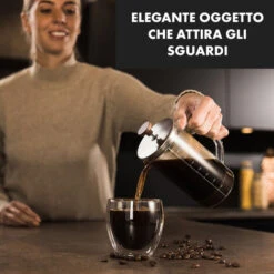 Klarstein Glaswerk Ristretto, French Press, 0,35 L, Vetro Borosilicato, Acciaio Inox, Legno Di Noce 10 Klarstein Glaswerk Ristretto, French Press, 0,35 L, Vetro Borosilicato, Acciaio Inox, Legno Di Noce -Piccoli Elettrodomestici 42753529 4