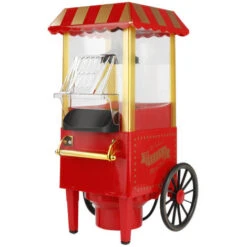 MACCHINA POPCORN POTENZA 1200W SENZA OLIO FESTE PARTY BAMBINI,rosso