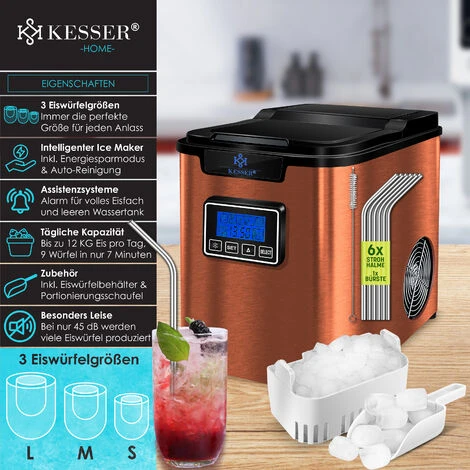 KESSER® Macchina Del Ghiaccio Macchina Per Il Ghiaccio In Acciaio Inox 150W Macchina Per Il Ghiaccio 12 Kg 24 H Cubetti Di 3 Dimensioni Preparazione In 6 Min Serbatoio Dell'acqua Da 2,2 Litri T 4 KESSER® Macchina Del Ghiaccio Macchina Per Il Ghiaccio In Acciaio Inox 150W Macchina Per Il Ghiaccio 12 Kg 24 H Cubetti Di 3 Dimensioni Preparazione In 6 Min Serbatoio Dell'acqua Da 2,2 Litri T - immagine 2