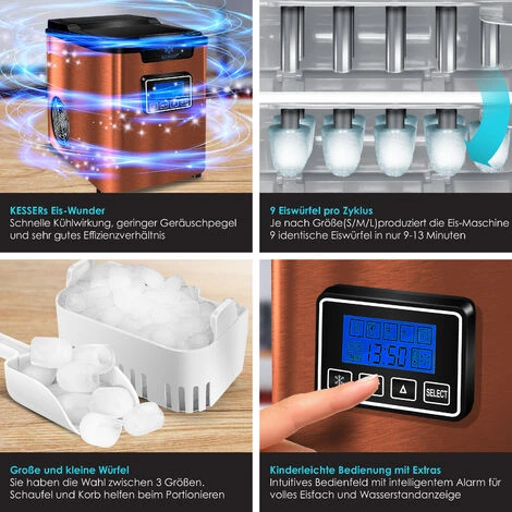 KESSER® Macchina Del Ghiaccio Macchina Per Il Ghiaccio In Acciaio Inox 150W Macchina Per Il Ghiaccio 12 Kg 24 H Cubetti Di 3 Dimensioni Preparazione In 6 Min Serbatoio Dell'acqua Da 2,2 Litri T 5 KESSER® Macchina Del Ghiaccio Macchina Per Il Ghiaccio In Acciaio Inox 150W Macchina Per Il Ghiaccio 12 Kg 24 H Cubetti Di 3 Dimensioni Preparazione In 6 Min Serbatoio Dell'acqua Da 2,2 Litri T - immagine 3