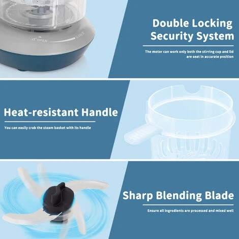 Leogreen Cuocipappa Bambini Robot Da Cucina Multifunzione 7 In 1 Cottura A Vapore, Omogeneizzatore, Frullatore, Riscalda, Sterilizzare, Scongela, Scaldabiberon, Pulizia Automatica, SENZA BPA 5 Leogreen Cuocipappa Bambini Robot Da Cucina Multifunzione 7 In 1 Cottura A Vapore, Omogeneizzatore, Frullatore, Riscalda, Sterilizzare, Scongela, Scaldabiberon, Pulizia Automatica, SENZA BPA - immagine 3