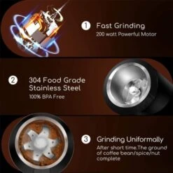 MACINA CAFFE ELETTRICO SPEZIE PEPE NOCI 200W CAPACITA' 70GR GARANZIA 24 MESI -Piccoli Elettrodomestici 58212010 4