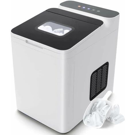 COSTWAY Macchina Del Ghiaccio 15kg/24h, Fabbricatore Di Ghiaccio Con Funziona Autopulizia E Touch, Schermo A LED, Ideale Per Casa Ristorante E Bar (Bianco) 3 COSTWAY Macchina Del Ghiaccio 15kg/24h, Fabbricatore Di Ghiaccio Con Funziona Autopulizia E Touch, Schermo A LED, Ideale Per Casa Ristorante E Bar (Bianco)