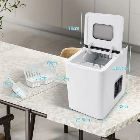 COSTWAY Macchina Del Ghiaccio 15kg/24h, Fabbricatore Di Ghiaccio Con Funziona Autopulizia E Touch, Schermo A LED, Ideale Per Casa Ristorante E Bar (Bianco) 6 COSTWAY Macchina Del Ghiaccio 15kg/24h, Fabbricatore Di Ghiaccio Con Funziona Autopulizia E Touch, Schermo A LED, Ideale Per Casa Ristorante E Bar (Bianco) - immagine 4