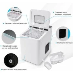 COSTWAY Macchina Del Ghiaccio 15kg/24h, Fabbricatore Di Ghiaccio Con Funziona Autopulizia E Touch, Schermo A LED, Ideale Per Casa Ristorante E Bar (Bianco) 11 COSTWAY Macchina Del Ghiaccio 15kg/24h, Fabbricatore Di Ghiaccio Con Funziona Autopulizia E Touch, Schermo A LED, Ideale Per Casa Ristorante E Bar (Bianco) -Piccoli Elettrodomestici 58680782 5