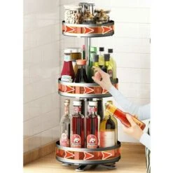 Supporto Dispenser Contenitore Portaspezie In Metallo 3 Ripiani Girevoli Rotondo -Piccoli Elettrodomestici 59587845 3