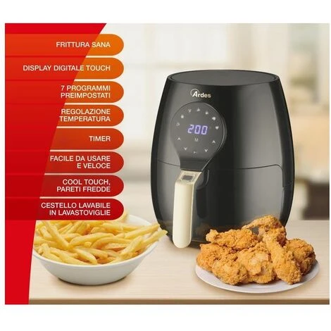 Ardes 1K33 Friggitrice Ad Aria Senza Olio Capacita' 5 Litri 1000W Nero 7 Ardes 1K33 Friggitrice Ad Aria Senza Olio Capacita' 5 Litri 1000W Nero - immagine 5