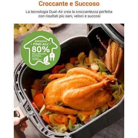 ULTENIC K10 - Friggitrice Ad Aria Calda K10, Ultenic Friggitrice Senza Olio, 5L Air Fryer, Ricette Italiane Online, LED,1500W, Preriscaldamento Per Patatine Fritte/Pizza 4 ULTENIC K10 - Friggitrice Ad Aria Calda K10, Ultenic Friggitrice Senza Olio, 5L Air Fryer, Ricette Italiane Online, LED,1500W, Preriscaldamento Per Patatine Fritte/Pizza - immagine 2