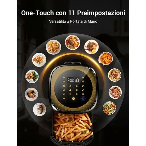 ULTENIC K10 - Friggitrice Ad Aria Calda K10, Ultenic Friggitrice Senza Olio, 5L Air Fryer, Ricette Italiane Online, LED,1500W, Preriscaldamento Per Patatine Fritte/Pizza 5 ULTENIC K10 - Friggitrice Ad Aria Calda K10, Ultenic Friggitrice Senza Olio, 5L Air Fryer, Ricette Italiane Online, LED,1500W, Preriscaldamento Per Patatine Fritte/Pizza - immagine 3