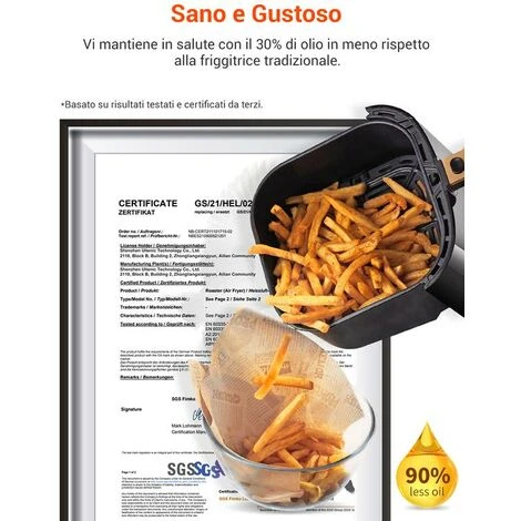 ULTENIC K10 - Friggitrice Ad Aria Calda K10, Ultenic Friggitrice Senza Olio, 5L Air Fryer, Ricette Italiane Online, LED,1500W, Preriscaldamento Per Patatine Fritte/Pizza 7 ULTENIC K10 - Friggitrice Ad Aria Calda K10, Ultenic Friggitrice Senza Olio, 5L Air Fryer, Ricette Italiane Online, LED,1500W, Preriscaldamento Per Patatine Fritte/Pizza - immagine 5
