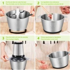 Tritatutto In Acciaio Inox, Tritatutto Elettrico / Tritatutto Multiplo / Tritatutto Elettrico Universale Con 2 Livelli Di Velocità, Frullatore Per Carne, Frutta, Verdura E Pappe -Piccoli Elettrodomestici 61174997 5