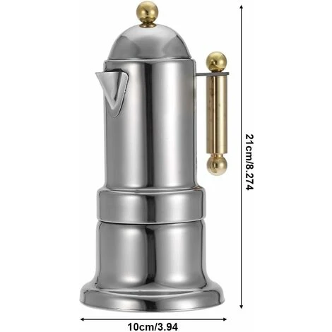 Caffettiera Con Piano Cottura In Acciaio Inossidabile Da 4 Tazze Pentola Per Caffè Espresso Durevole Pentola Per Moka In Argento Con Valvola Di Sicurezza 4 Caffettiera Con Piano Cottura In Acciaio Inossidabile Da 4 Tazze Pentola Per Caffè Espresso Durevole Pentola Per Moka In Argento Con Valvola Di Sicurezza - immagine 2