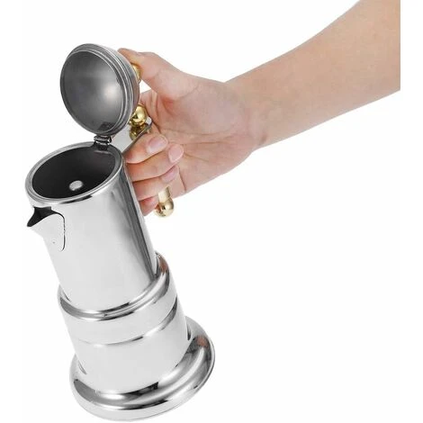 Caffettiera Con Piano Cottura In Acciaio Inossidabile Da 4 Tazze Pentola Per Caffè Espresso Durevole Pentola Per Moka In Argento Con Valvola Di Sicurezza 7 Caffettiera Con Piano Cottura In Acciaio Inossidabile Da 4 Tazze Pentola Per Caffè Espresso Durevole Pentola Per Moka In Argento Con Valvola Di Sicurezza - immagine 5