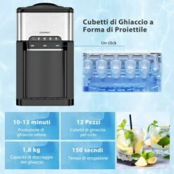 COSTWAY Erogatore Acqua 3 In 1, Con Macchina Del Ghiaccio, Dispender Acqua Con 3 Impostazioni Di Temperatura Caldo/Freddo/Ghiaccio, Regge Bottiglie 10-20 L, Per Casa Ufficio Dormitorio -Piccoli Elettrodomestici 65037762 3