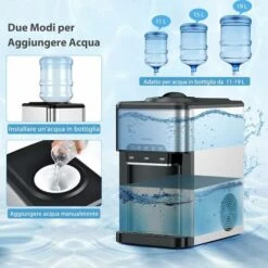 COSTWAY Erogatore Acqua 3 In 1, Con Macchina Del Ghiaccio, Dispender Acqua Con 3 Impostazioni Di Temperatura Caldo/Freddo/Ghiaccio, Regge Bottiglie 10-20 L, Per Casa Ufficio Dormitorio -Piccoli Elettrodomestici 65037762 4