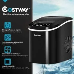 COSTWAY Fabbricatore Di Ghiaccio 12kg/24h, Macchine Per Cubetti Di Ghiaccio, Produttore Per Ghiaccio Con Serbatoio 2,2L (Nero) -Piccoli Elettrodomestici 67376775 4