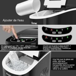 COSTWAY Fabbricatore Di Ghiaccio 12kg/24h, Macchine Per Cubetti Di Ghiaccio, Produttore Per Ghiaccio Con Serbatoio 2,2L (Nero) -Piccoli Elettrodomestici 67376775 5