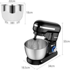 RELAX4LIFE Impastatrice Planetaria Professionale, Robot Da Cucina Multifunzione, Sbattitore Elettrico, Miscelatore Cucina Per Uso Alimentare, Con Ciotola Rotante Da 4,5 L, 8 Livelli, 1300 W (Nero) -Piccoli Elettrodomestici 67415369 5