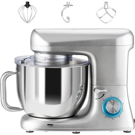 RELAX4LIFE Impastatrice Planetaria 1400W, Robot Da Cucina Professionale 4,5L Con 6 Velocità, Protezione Surriscaldamento, Mixer Elettrico Multifunzionale Con 3 Accessori (Argento) 6 RELAX4LIFE Impastatrice Planetaria 1400W, Robot Da Cucina Professionale 4,5L Con 6 Velocità, Protezione Surriscaldamento, Mixer Elettrico Multifunzionale Con 3 Accessori (Argento) - immagine 4