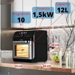 PremierTech Friggitrice Ad Aria Da 12 Litri, 12 Funzioni, Touch Screen, Timer , Acciaio Inox - PT12LAF -Piccoli Elettrodomestici 70294367 3