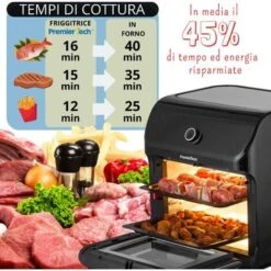 PremierTech Friggitrice Ad Aria Da 12 Litri, 12 Funzioni, Touch Screen, Timer , Acciaio Inox - PT12LAF -Piccoli Elettrodomestici 70294367 5