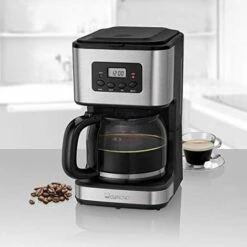 Clatronic KA 3642 Macchina Per Caffè Con Filtro Per 12  14 Tazze, 1,5 L, Acciaio Inossidabile, Timer, Inox Nero -Piccoli Elettrodomestici 70772613 3