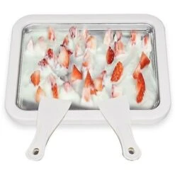 Gelatiera Arrotolata, Frozen Yogurt. Padella Per Gelato Istantaneo