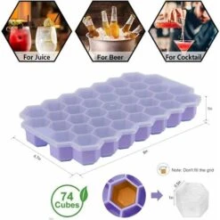 Confezione Da 2 Vassoi Per Cubetti Di Ghiaccio Flessibili In Silicone Con Coperchio, Vassoi Per Cubetti Di Ghiaccio Flessibili Impilabili E Sicuri -Piccoli Elettrodomestici 71884707 3