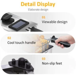 Aigostar Kenny - Friggitrice Ad Olio In Acciaio Inox 3 Litri Con Timer E Controllo Della Temperatura. Contenitore Rimovibile, Coperchio Di Visualizzazione E Cestello Per Friggere Con Ganci. 2200 W -Piccoli Elettrodomestici 72603428 5