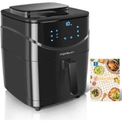 Aigostar Cube Melodia - Friggitrice Ad Aria + Vaporiera 2 In 1, Capacità 7 L , Touch Screen LED, 8 Programmi, 1700 W, Modalità Manuale. Funzione Di Pompaggio E Pulizia. Senza BPA. Ricettario Incluso