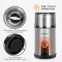 Aigostar Otto - Macina Caffè Elettrica, 200W , Con 1 Contenitori Rimovibili In Acciaio Inossidabile , 75g Coffee Macina Grinder Per Semi Di Pepe E Spezie -Piccoli Elettrodomestici 72603440 4