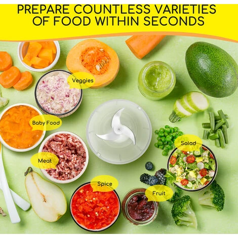 Aigostar Aimee - Tritatutto Da Cucina Elettrico, Mini Tritatutto Ricaricabile USB Con 3 Lame Acciaio Inossidabile, 250ML Robot Da Cucina Da. Avvio A Un Pulsante Con Blocco Per Sicurezza Per Bambini. 4 Aigostar Aimee - Tritatutto Da Cucina Elettrico, Mini Tritatutto Ricaricabile USB Con 3 Lame Acciaio Inossidabile, 250ML Robot Da Cucina Da. Avvio A Un Pulsante Con Blocco Per Sicurezza Per Bambini. - immagine 2