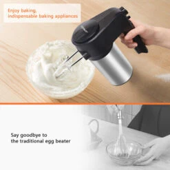 Aigostar Hanson - Sbattitore Elettrico, Fruste Elettriche,Velocità Regolabili E Turbo Boost Con 2 Fruste & 2 Ganci In Acciaio Inox, Design Di Espulsione A Un Pulsante -Piccoli Elettrodomestici 72603487 5
