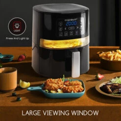 Aigostar Maha - Friggitrice Ad Aria 7 In 1 Da 4 L Con Finestra Di Visualizzazione Con Controllo Dell'illuminazione Indipendente, Cestello Antiaderente. Friggitrice Senza Olio 1600 W, Nero -Piccoli Elettrodomestici 72603506 3