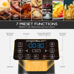 Aigostar Maha - Friggitrice Ad Aria 7 In 1 Da 4 L Con Finestra Di Visualizzazione Con Controllo Dell'illuminazione Indipendente, Cestello Antiaderente. Friggitrice Senza Olio 1600 W, Nero -Piccoli Elettrodomestici 72603506 4