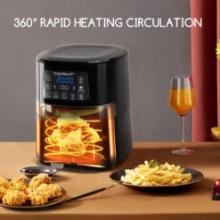 Aigostar Maha - Friggitrice Ad Aria 7 In 1 Da 4 L Con Finestra Di Visualizzazione Con Controllo Dell'illuminazione Indipendente, Cestello Antiaderente. Friggitrice Senza Olio 1600 W, Nero -Piccoli Elettrodomestici 72603506 5
