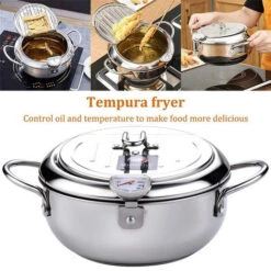 Tempura Padella Antiaderente In Acciaio Inox Con Coperchio Termometro -Piccoli Elettrodomestici 75453490 5