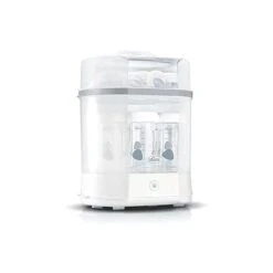 Chicco Sterilizzatore A Vapore, Sterilizzatore Biberon, Tiralatte E Ciuccio, Con 3 Configurazioni E Spegnimento Automatico, Adatto Al Microonde, Per Sterilizzare Fino A 6 Biberon Da 330 Ml, Bianco