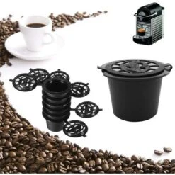 6 Pezzi Riutilizzabili Tazza Di Capsule Di Caffè Con Cucchiaio Pennello Nero Ricaricabile Capsule Di Caffè Ricarica Filtro Stoviglie Regalo -Piccoli Elettrodomestici 76775905 5