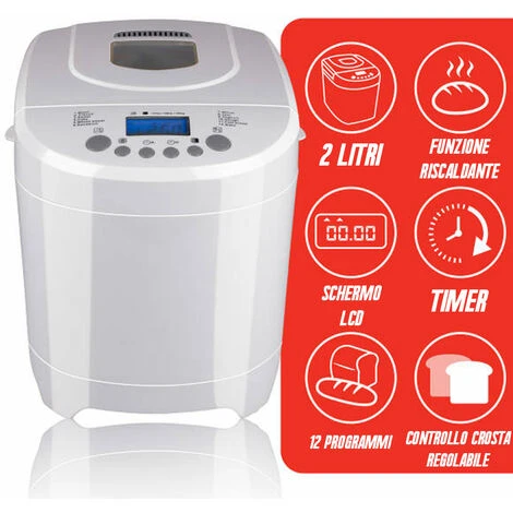 Macchina Per Il Pane Torte E Marmellate Potenza 600W Timer E 12 Livelli Cottura 7 Macchina Per Il Pane Torte E Marmellate Potenza 600W Timer E 12 Livelli Cottura - immagine 5